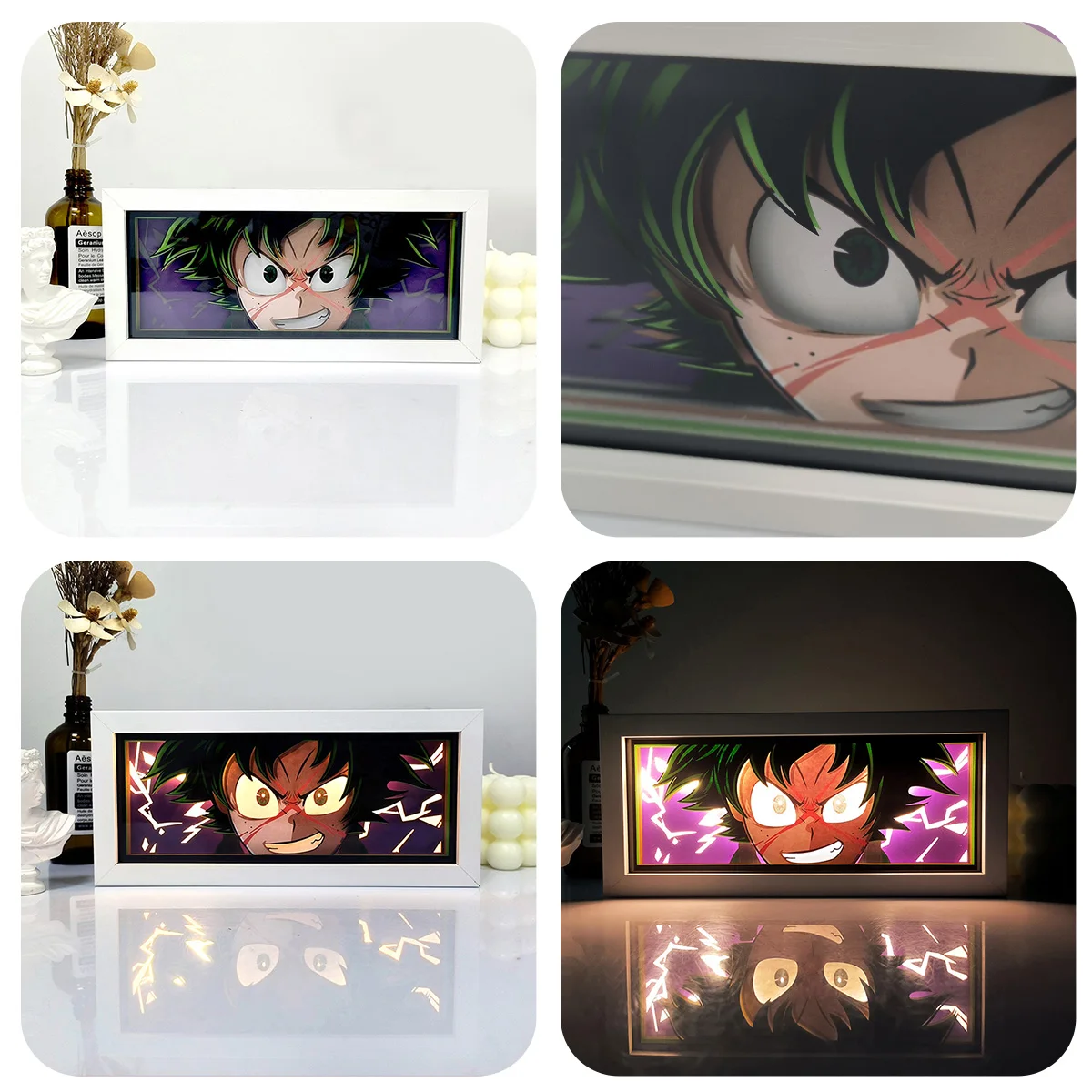 Anime series paper-cut light room bedroom night light Perimeter picture frame lights colorful light box atmosphere light