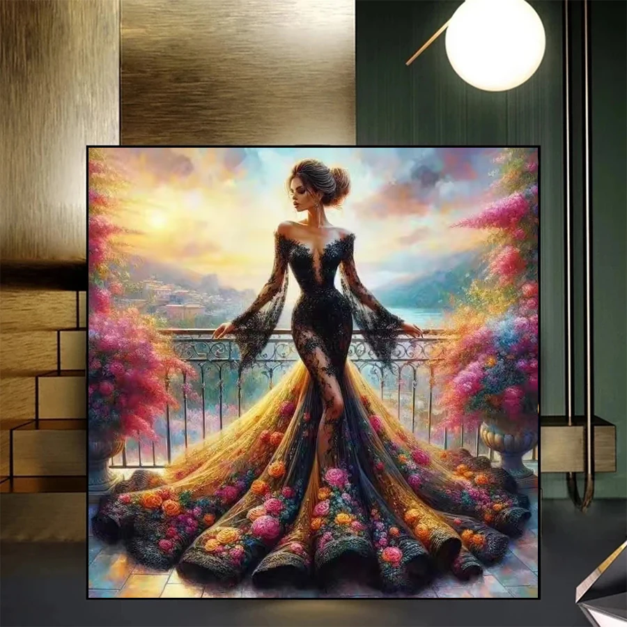 

Полный комплект алмазной живописи, новое красивое и элегантное платье для женщин, мозаичная картина, алмазная вышивка, домашний декор