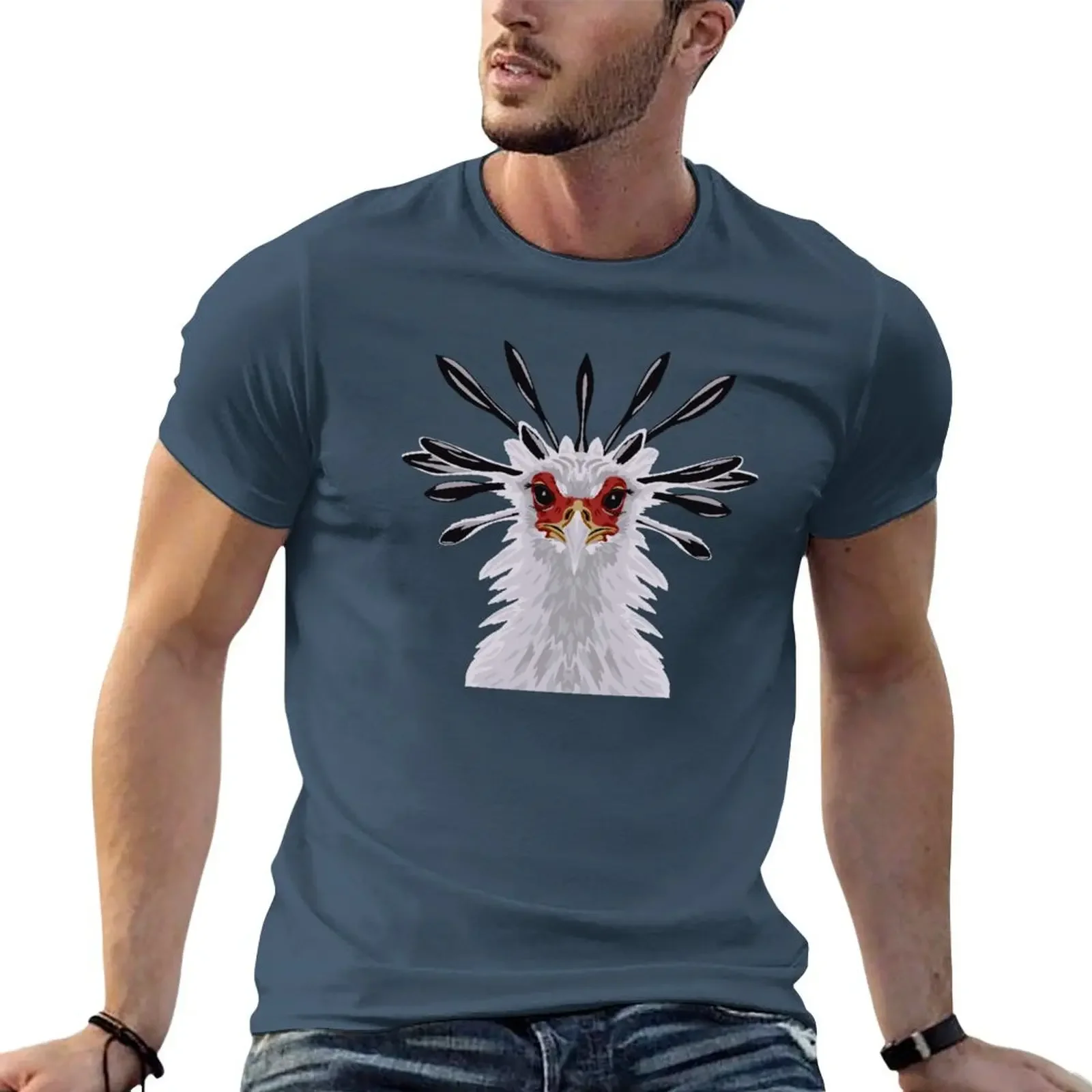 Secretary Bird Portrait T-shirt boys animal print anime clothes aesthetic clothes big and tall t shirts for men