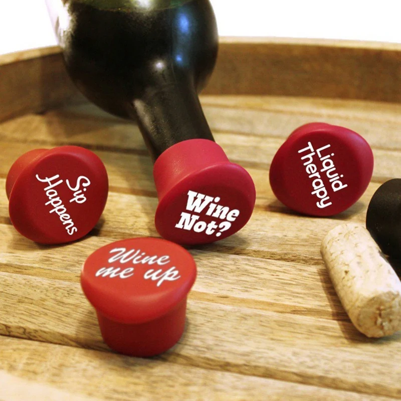 5 PCS Interesting Wine Corks Perfect As Wine Accessories Or Wine Gifts For Women - Set Of 5 Funny Silicone Wine Bottle