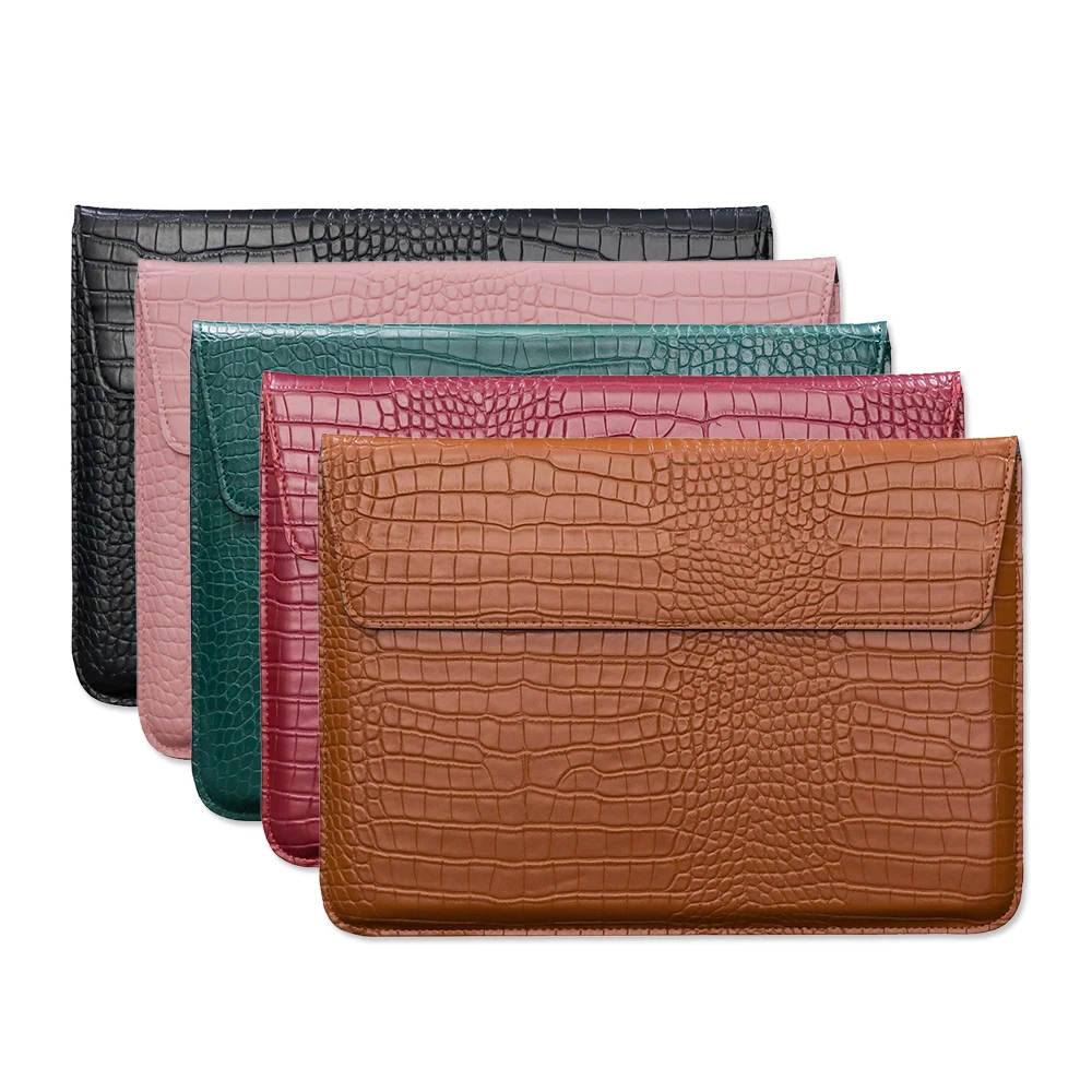 Laptop Sleeve for MacBook Air 11 13 Case Pro 13 14 15 16 Retina Unisex Sleeve Envelope Fundas PU Leather Crocodile skin pattern