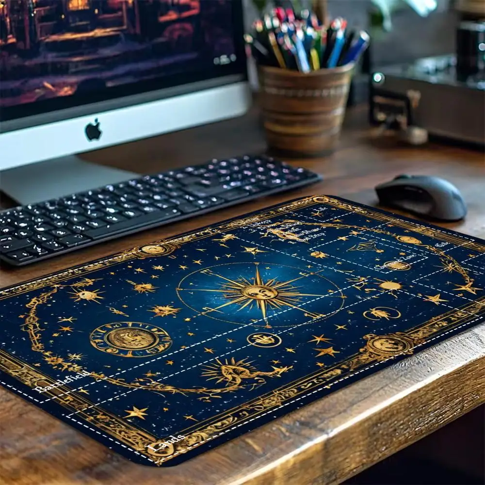 Vintage Celestial Tarot Large Gaming Desk Mat Non Slip Rubber Stitched Keyboard Mouse Pad E-Sport Office Daily Stationery