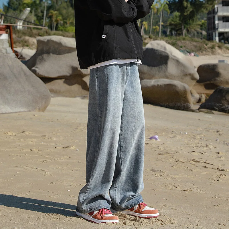 

Waed American Sle Men's Jeans High Street Loose Wide Leg Pants Spring Autumn New Arrival Drapey Straight Tube Pants
