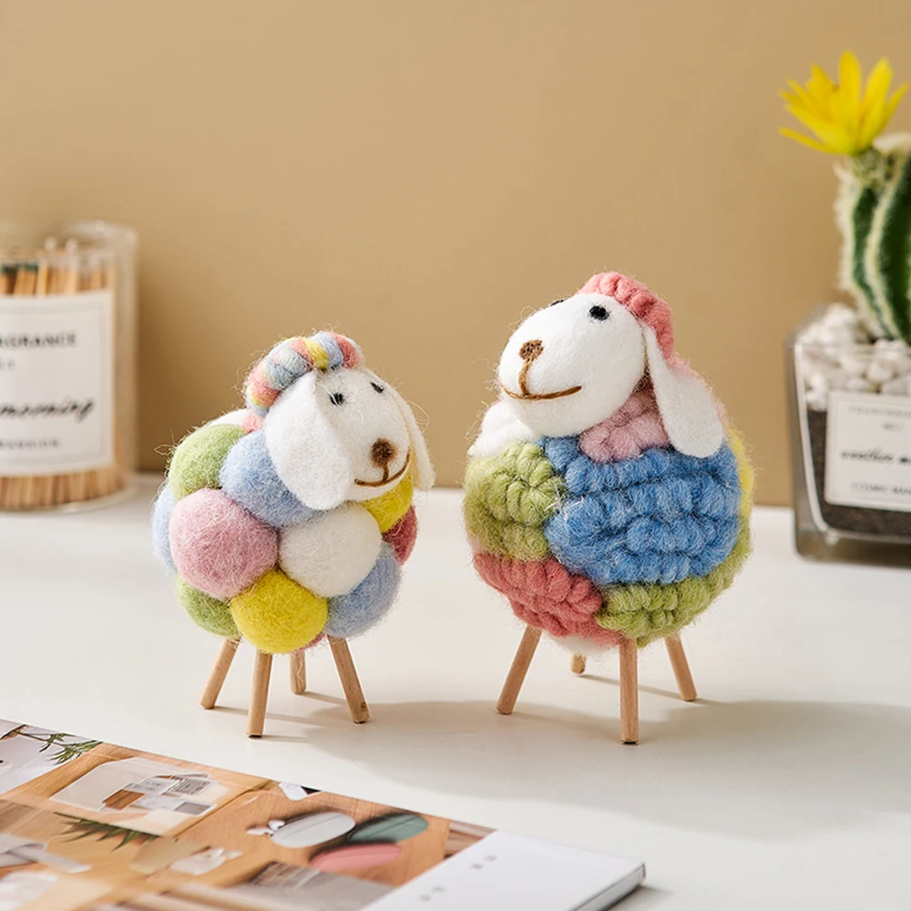 Schöne Filz Schaf Ornament Kawaii Accessoires moderne Wohnkultur Innen figuren Raum dekoration Zubehör Kinder geschenke