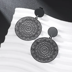 Big Black Flower Clip on Earrings for Women Exaggerated Rock Personality Cерьги Wedding Party Jewelry Valentine's Day Girl Gift