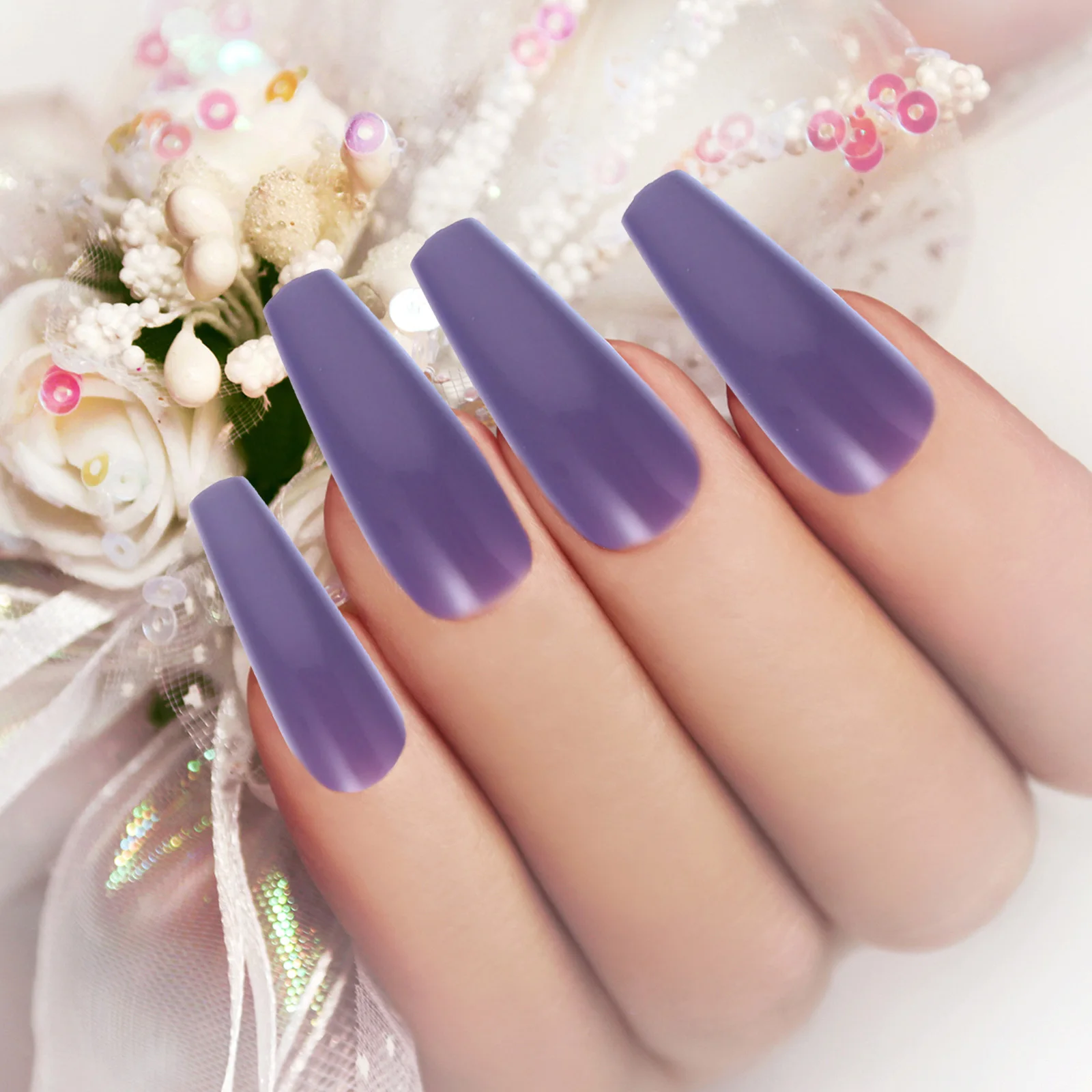 

Colorful Long False Nails Durable Artificial Nail Strong Resistant Break Safe Comfortable Manicure Custom Diy Nail Art