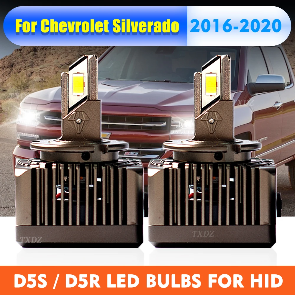 D5S LED Headlight Bulbs High Low Beam 6000K Bright White HID Replace For 16-20 Chevrolet Silverado 13594523