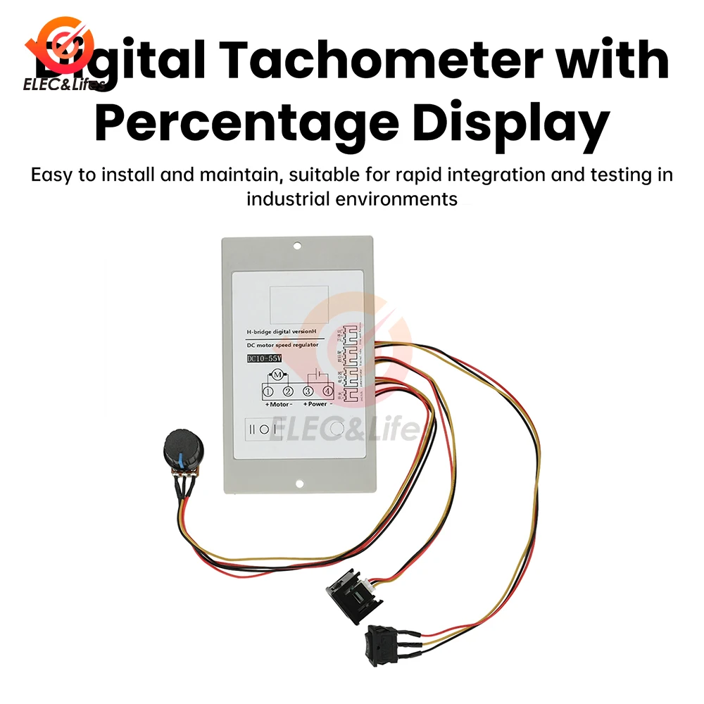 

DC 10-55V 20A H-bridge DC Brushed Motor Speed Controller LED Digital Percentage Tachometer With Forward and Reverse Rotation