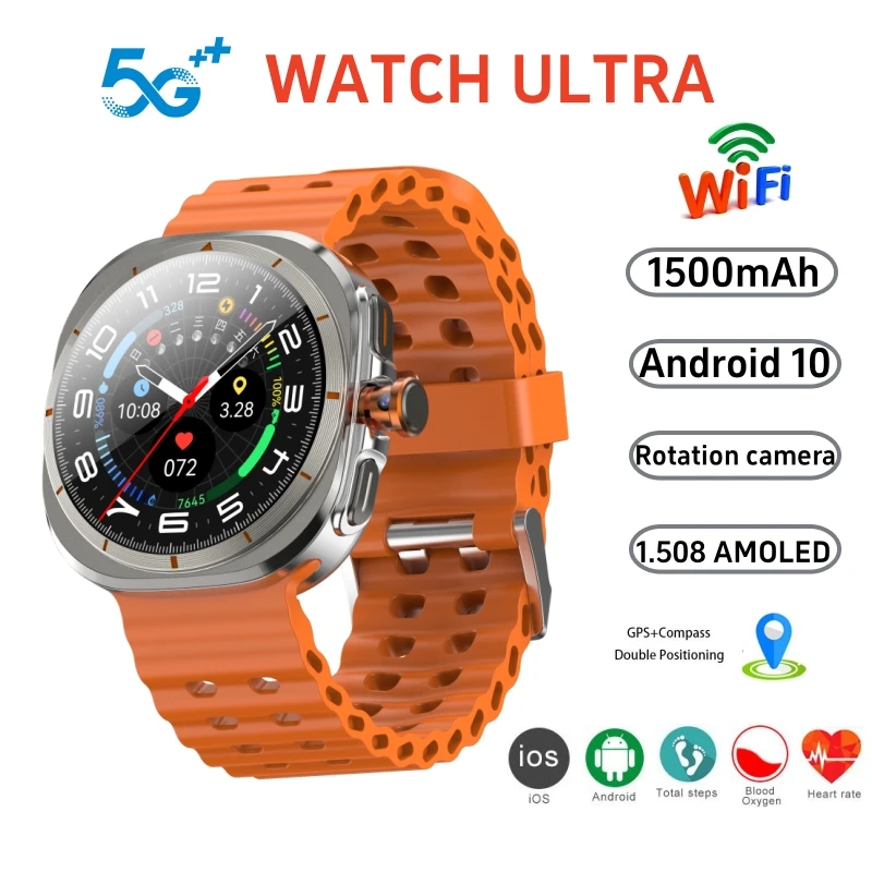 

GOLDENSPIKE Watch Ultra SmartWatch Видеозвонок 4G/5G SIM-карта Смарт-часы GPS WIFI Поворотная камера Глобальные часы для звонков 1500 мАч