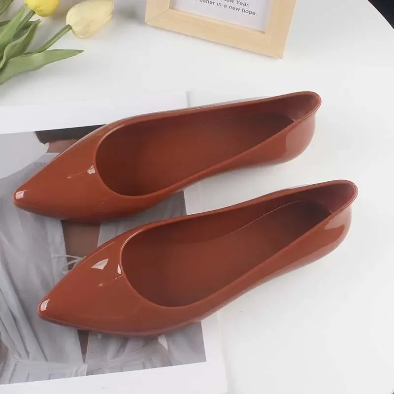 Transperant Jelly Shoes Women Plastic Summer Flats Shoes Pointed Toe Causal Shoes Slip on 2024 Spring New Female Flats Loafers