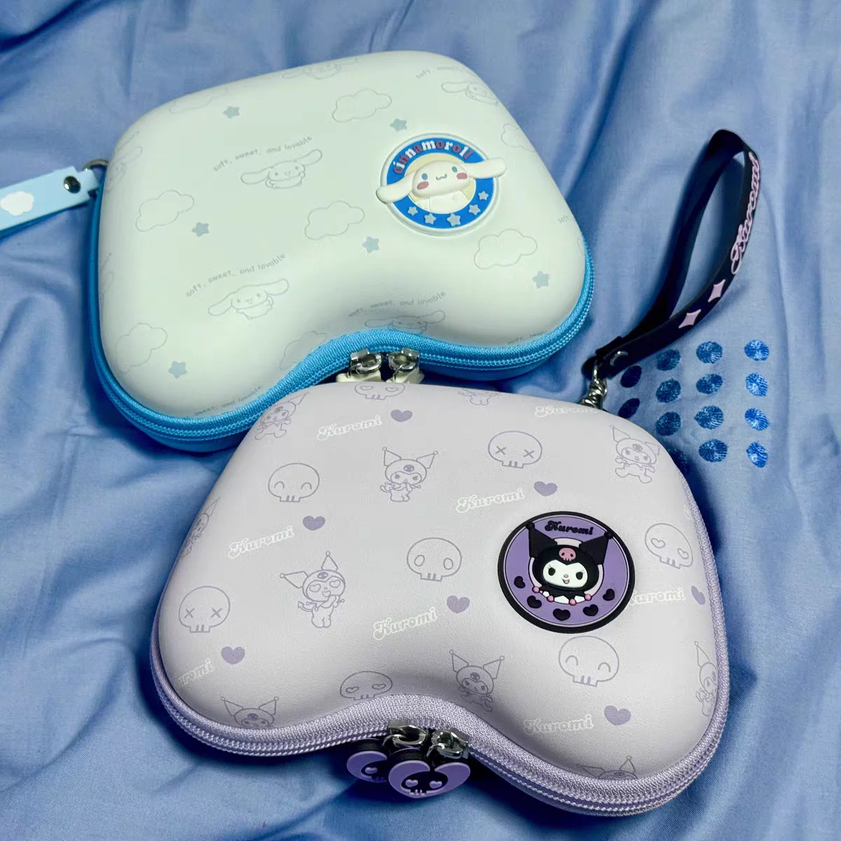Estojo de Transporte GeekShare Sanrio Kuromi para Controle, Grande Capacidade, Bolsa Protetora para Controle PS5, Switch Pro e Xbox