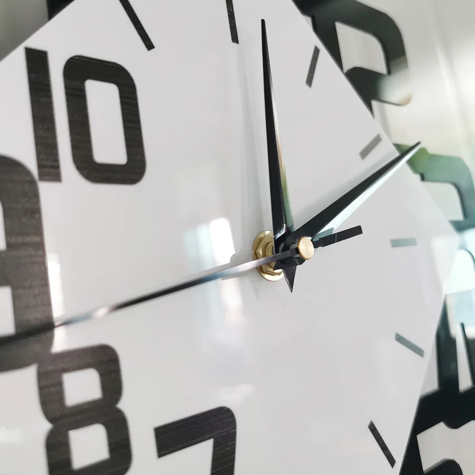 26cm Black White Pendulum Wall Clock Abstract Design