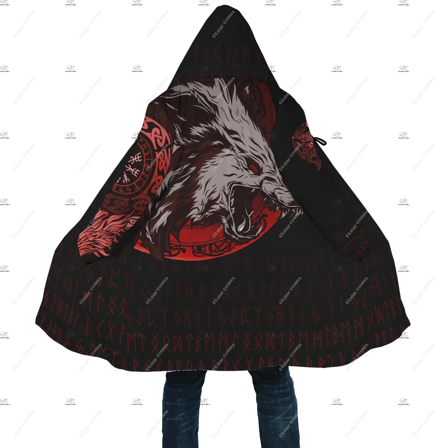 

Norse Mythology Odin God Warriors Fenrir Wolf Cosplay Tattoo Vintage Retro 3DPrint Winter Casual Overcoat Hoody Cloak Fleece X6