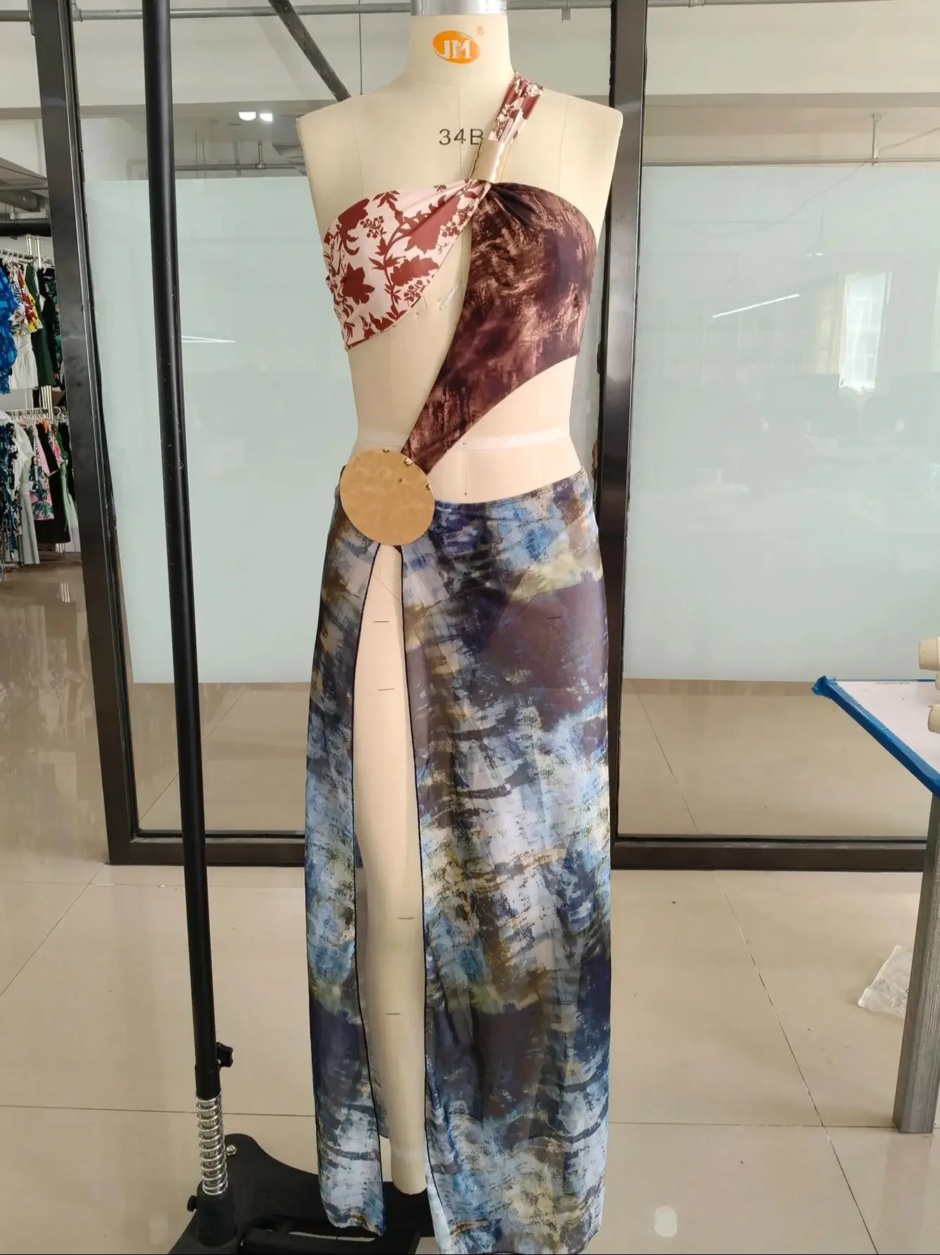 Malha vestido longo feminino verão festa cortar vestidos ruched impressão cobrir maxi vestidos férias praia robe