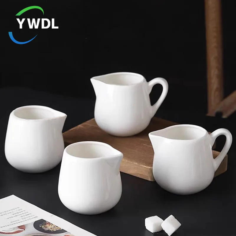 50/100/220ML Mini ceramiczny dzbanek na mleko Espresso dzbanki do kawy z kremem kuchenny kubek na sos dzbanek do serwowania biały żaroodporny kubek na mleko