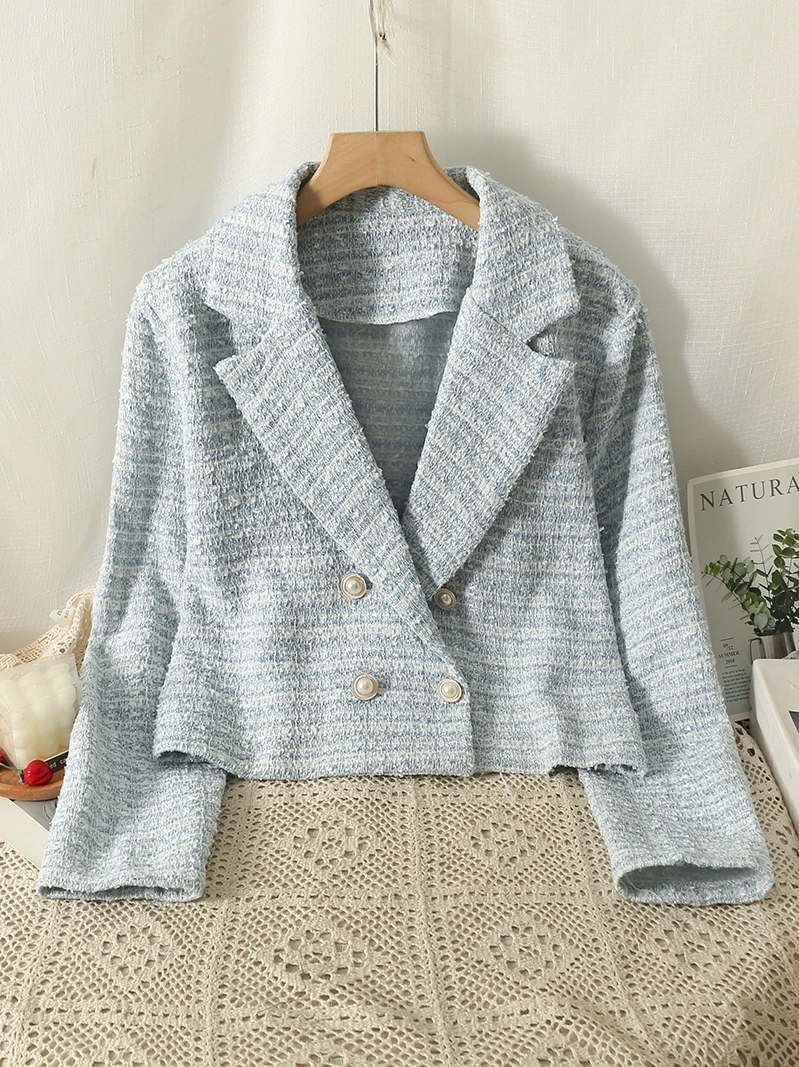 Long Blazers Woman Moda Two-Tone Artistic Shoulder-Pad Comfort Self Cultivation Sleeves French Black Gift Cropped Trend New