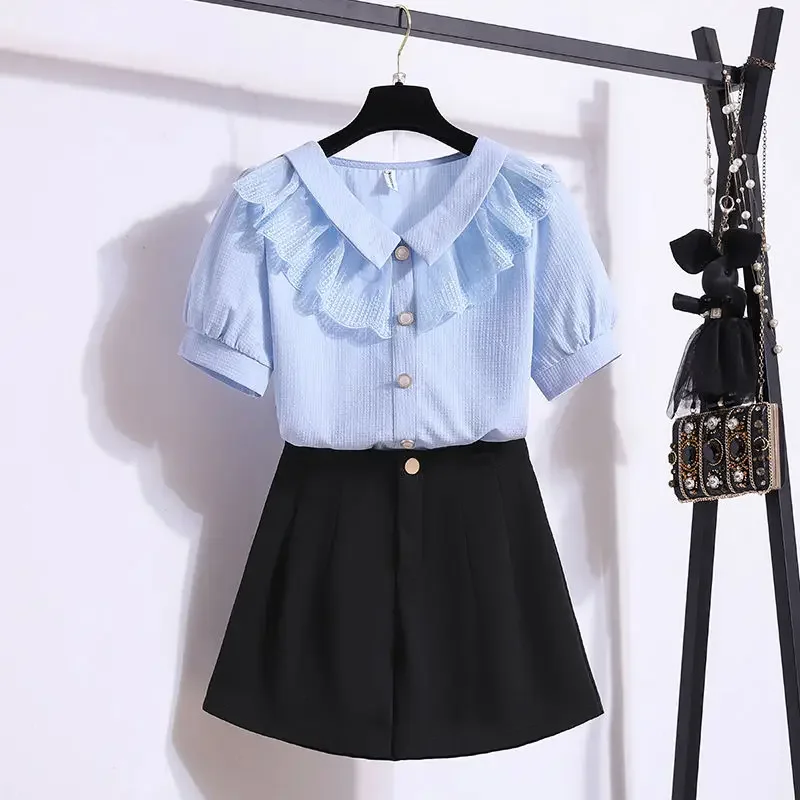 Female Shorts Summer New Two-piece Women\'s Short Sets 2 Pieces Matching Novelties Top and Bottom Ensembles Korean Style Casual