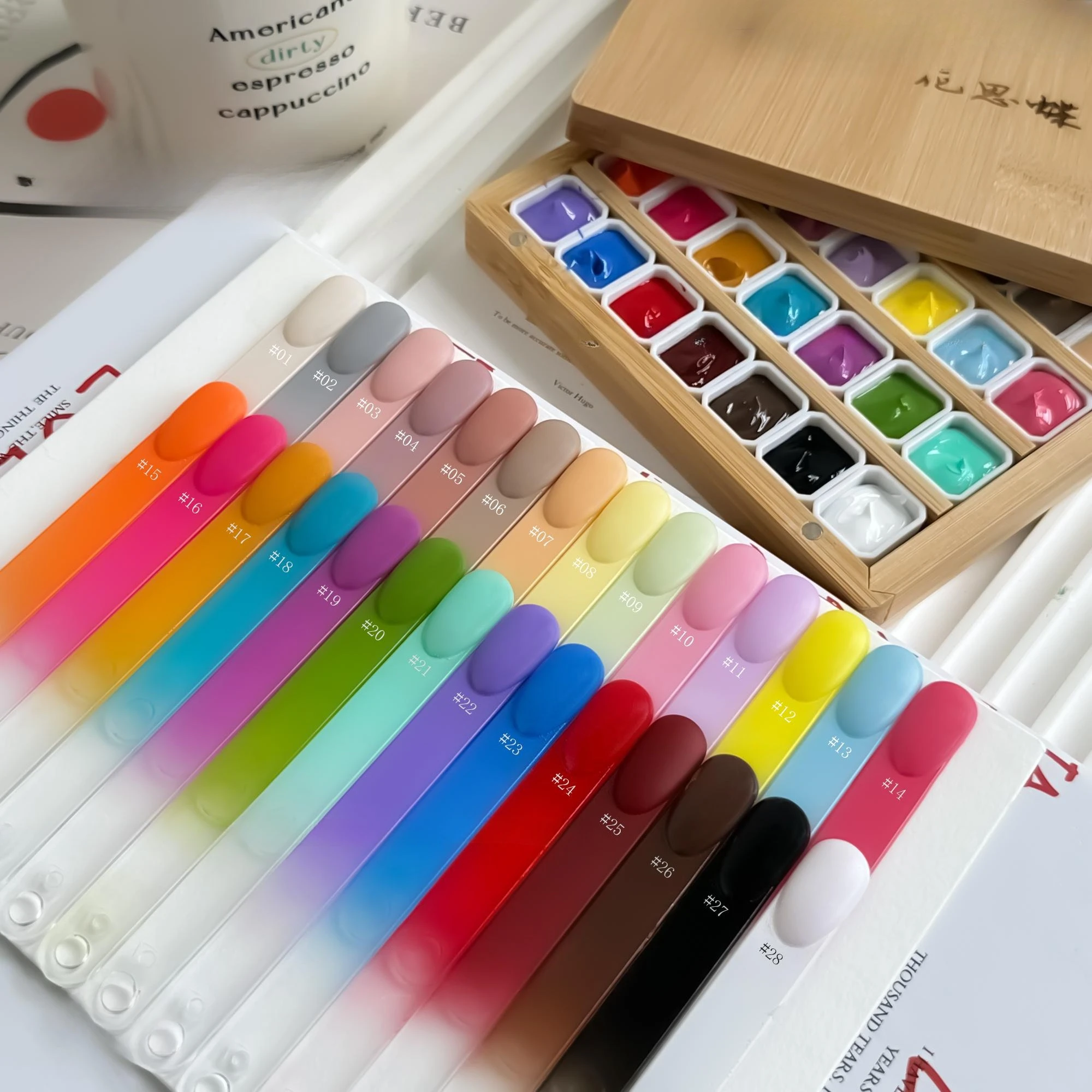 28Color/Box Pat Painting Gel Nail Polish Blooming Transfer Design UV/LED Soak Off Gel Varnish Gradient Pat Gel Palette Nail Art