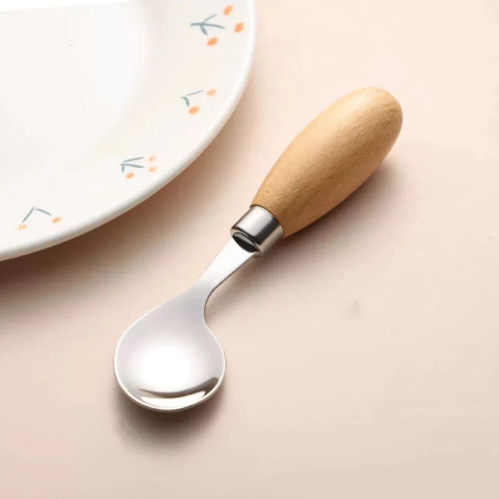 

1Set Stainless Steel Fork Spoon Set for Toddlers Curved Handle Baby Flatware Learning Utensils Kids Dinnerware Reusable