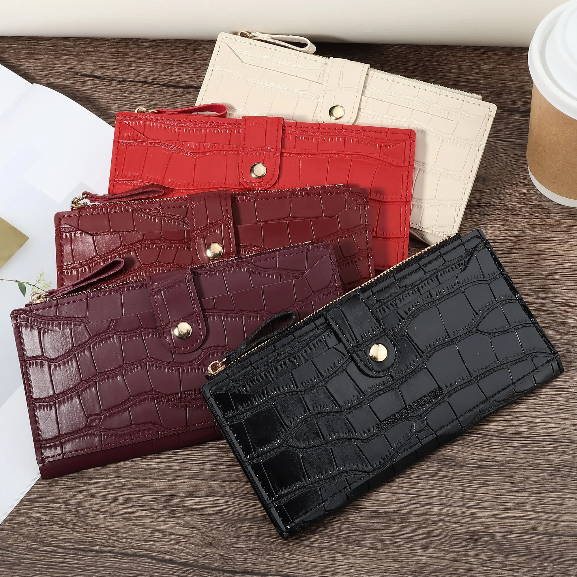 Bolso de mano tipo billetera largo: monedero de moda con múltiples ranuras para tarjetas, compartimento para teléfono y diseño elegante para mujer - Ideal para D