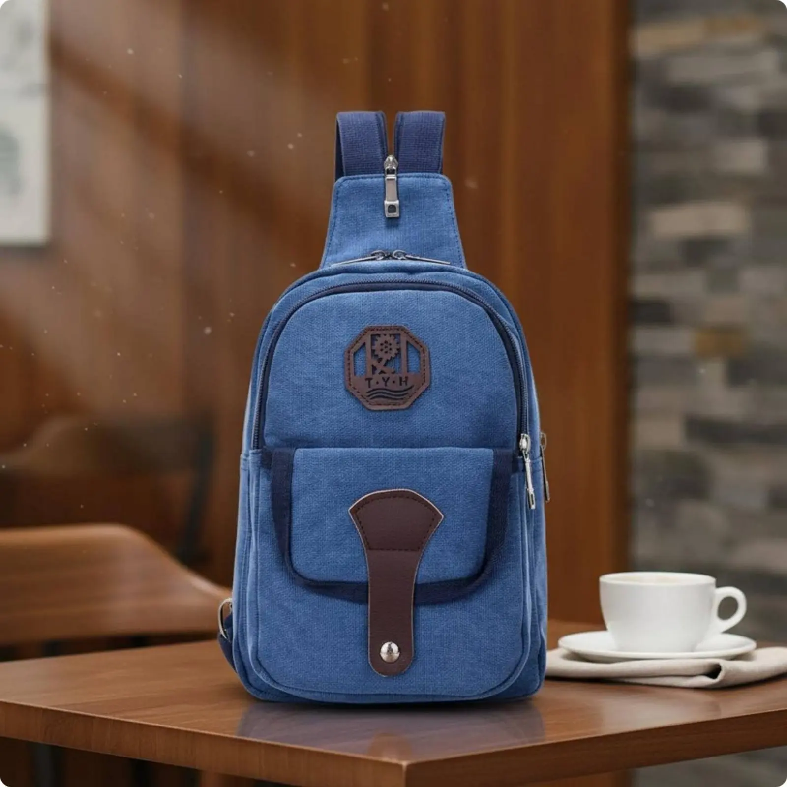 

Canvas Sling Bag Adjustable Strap Small Shoulder Backpack for Travel