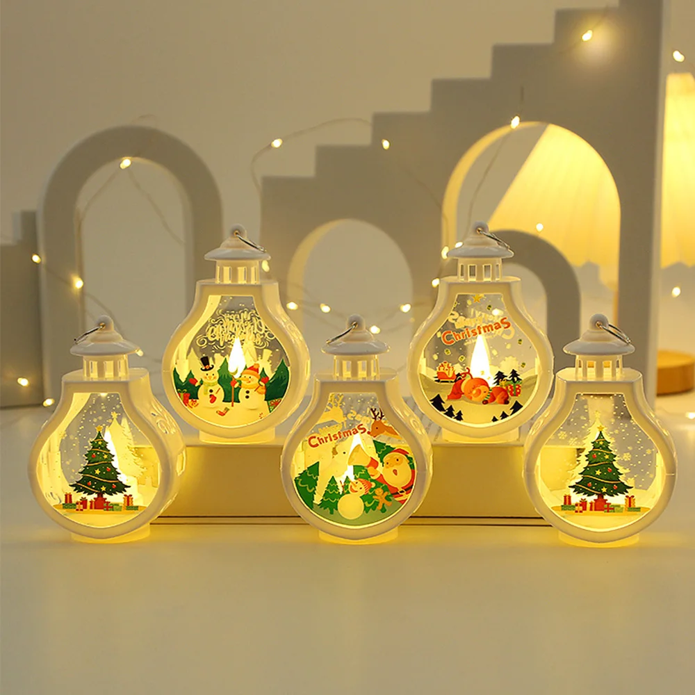 Christmas Desktop Candle Holders Xmas Lantern LED Lighted Snowman Lamp for Navidad New Year Wind Lights Xmas Tree Pendants Decor