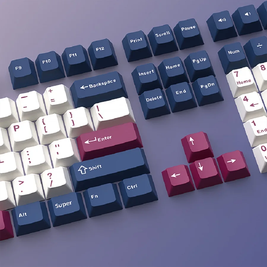 126 Keys Warrior Blue White Double Shot Cherry Profile PBT Keycaps Suitable for 61/68/84/100/104/108  MX Mechanical Keyboards view 3