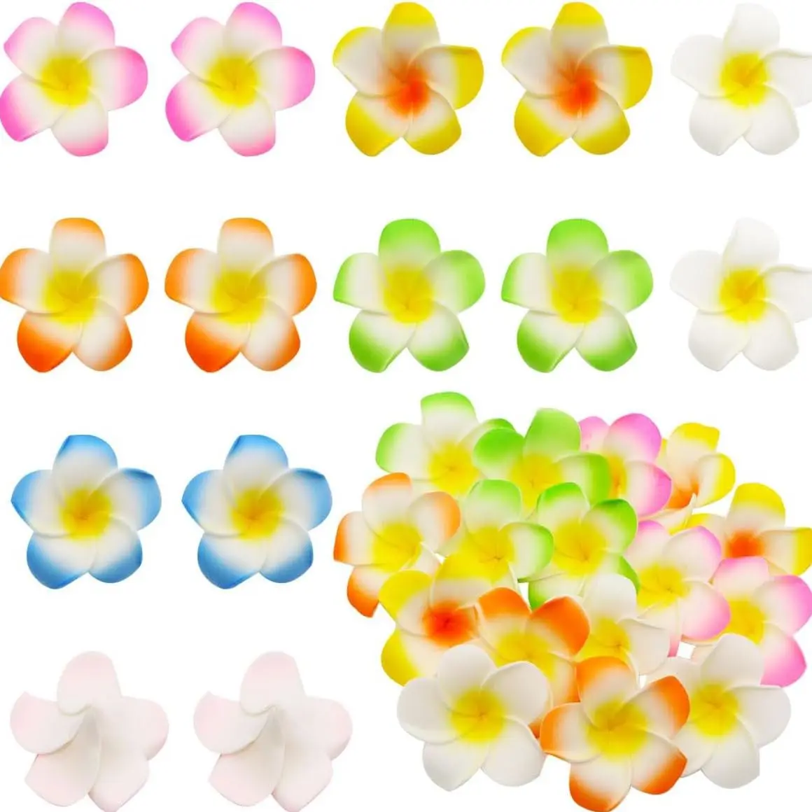 5Pieces Mixed Color Foam Hawaiian Artificial Plum Flower Petals DIY Hair Hat Flower Bridal Wedding Decoration Party Decora