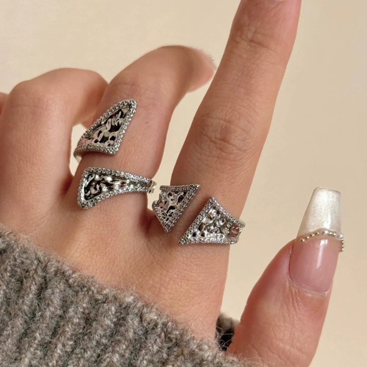 Irregular Concave Convex Ring Simple Unique Design Exquisite Opening Ring for Couples Luxurious High-end Accessories