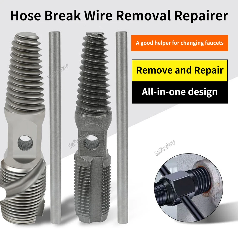 Threaded Water Pipe Extractor Double Head Drill Bits Implant Screw Removal Water Pipe Bolt Screws Valve Thread Repair Remover To