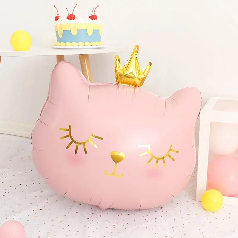 Globos de aluminio con número de corona de gato rosa para niños y niñas, decoración de fiesta de feliz cumpleaños, suministros para 1, 2, 3, 4, 5, 6, 7, 8, 9 años, 14 piezas, 40 pulgadas