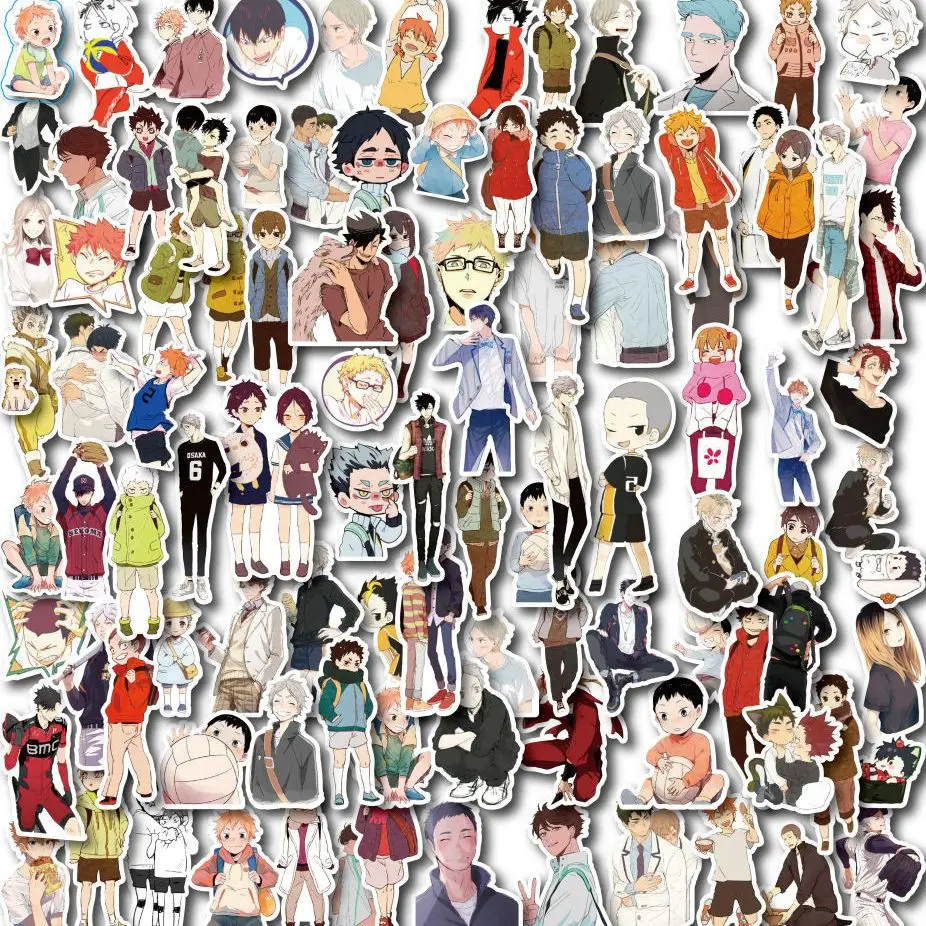 Pegatinas de manual haikyuu de Anime japonés, pegatinas periféricas de dibujos animados, bricolaje, teléfono móvil, ordenador, pegatina no duplicada, regalos, 100 unids/set