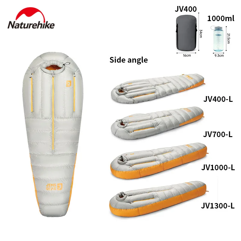 

Пуховый спальный мешок серии Naturehike Jv, легкий и устойчивый к трещинам, 20D, с влагостойкой и температурной фиксацией.