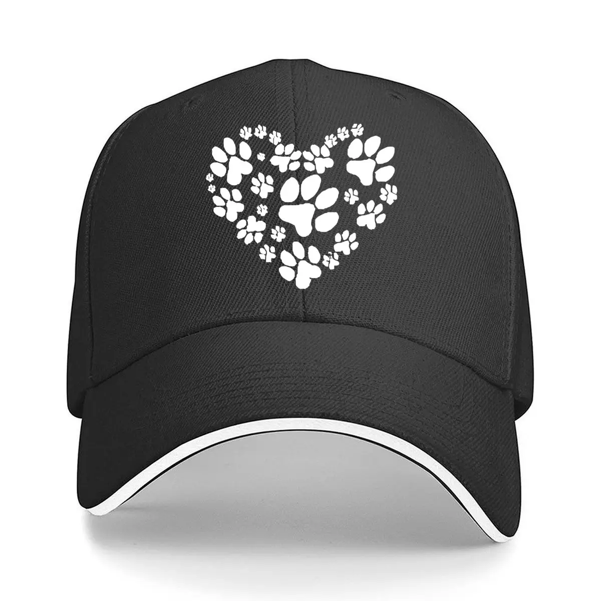 Cute Paw Print Heart Vinyl Decal For Pet Lovers Hip Hop hat Fashion Outdoor Sports Sandwich Baseball Cap