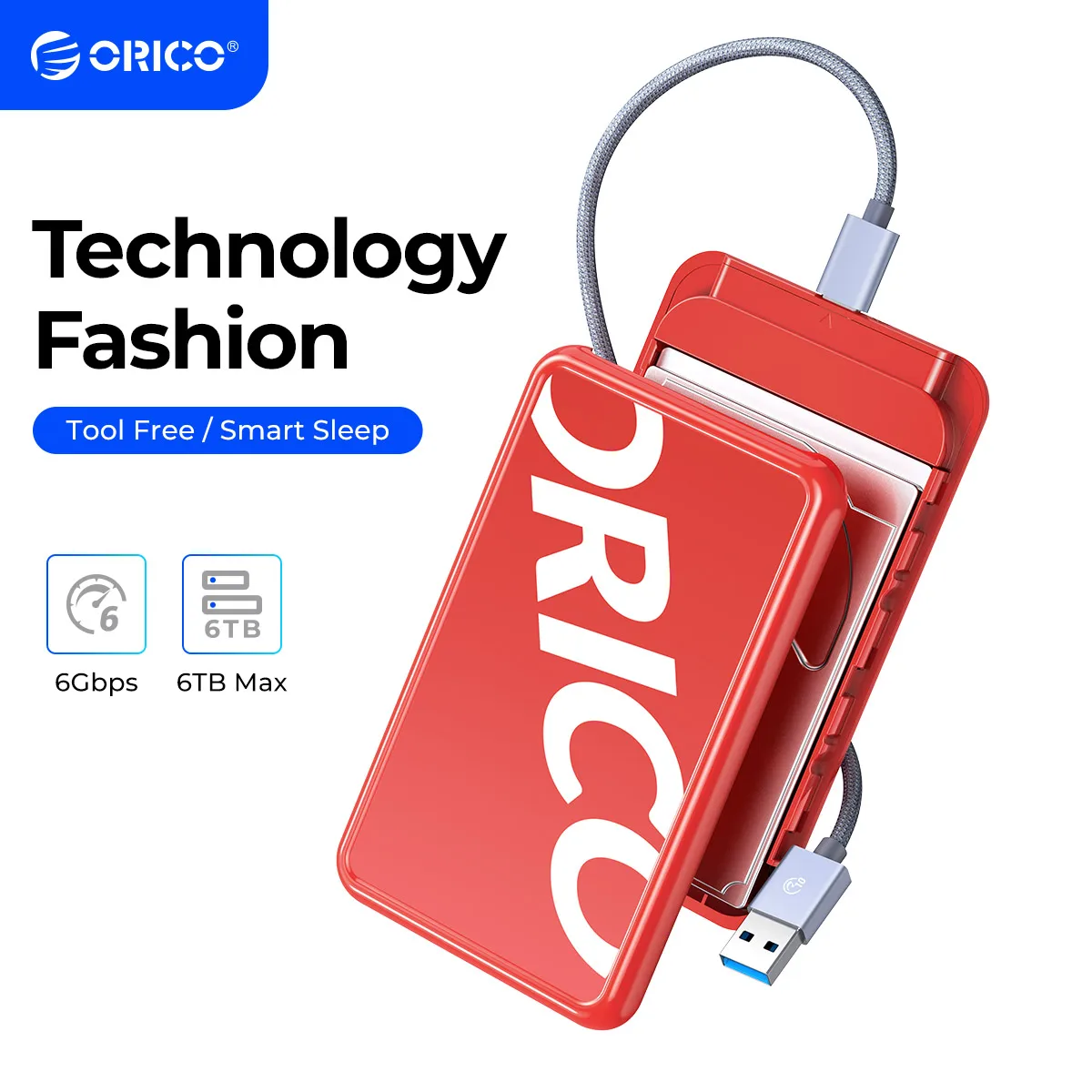 

ORICO New Trend 2.5 Inch Type-C/USB3.0 SSD HDD Enclosure 6Gbps Super Speed Support UASP Protocol Tool-free for Laptop Notebooks