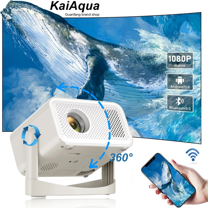 جهاز عرض KaiAqua HT23 PLUS 4K Android 11 Dual Wifi6 260ANSI Allwinner H713 BT5.0 1080P 1280*720P جهاز عرض خارجي للسينما المنزلية