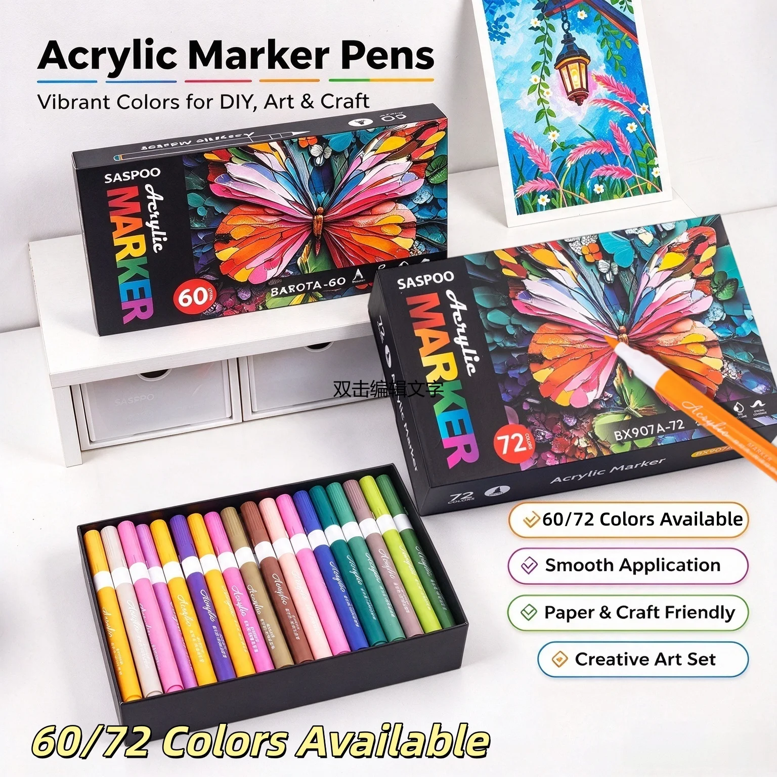 12/60/72Colors Acrylic Paint Marker Set for Rock Canvas Shoe DIY Art Creation, Perfect Holiday & Birthday Gift for Art Hobbyists