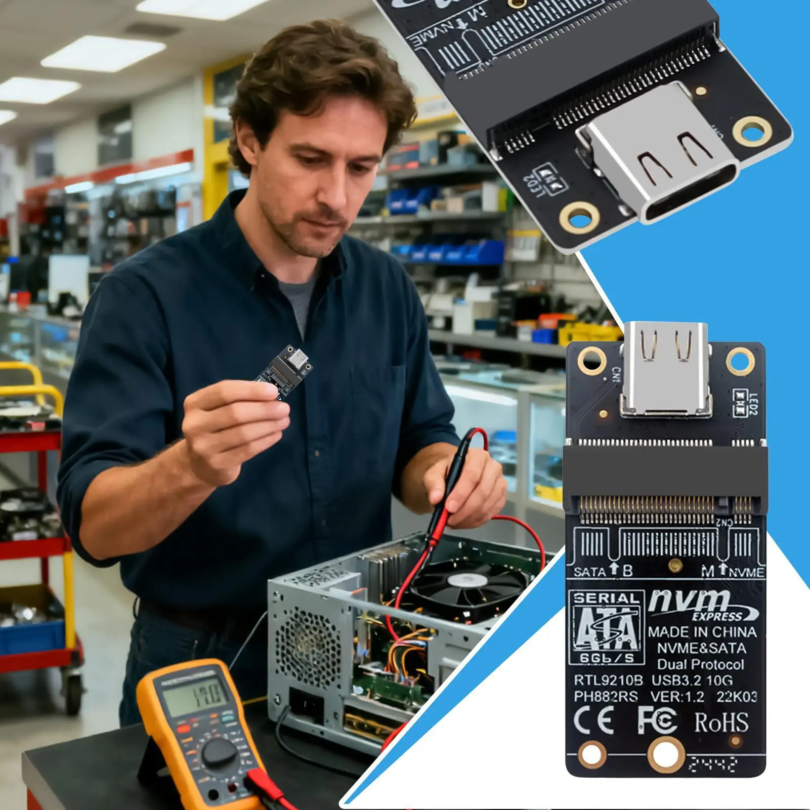 

Hard Disk Drive M.2 To Type-C Board 10Gbps Server Hard Drive For Computer Modification Laptop Effective Heat Dissipation