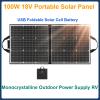 Foldable Solar Cell Battery 100W 18V Portable Solar Panel  Charger Monocrystalline Outdoor Power Supply RV USB