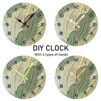 1pc Wall Clock with Light Colored Leaf Theme - 10 Inch Round Silent Flat Clock, Decor for Living Room, Bedroom, Kitchen