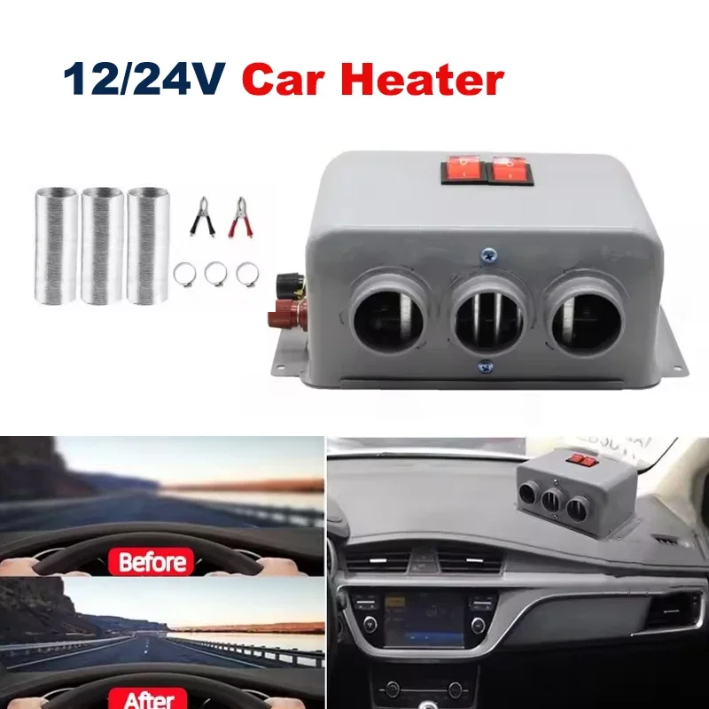 800W Car Electric Heater Fan 12/24V Defrosting Fog and Snow Windshield Defogging Demister For RVs Trucks Boat Cold Weather