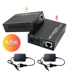 A Pair 100Mbps Optical Fiber Media Converter Ethernet Converter 25km SC 10/100M Singlemode Single Fiber External Power Supply