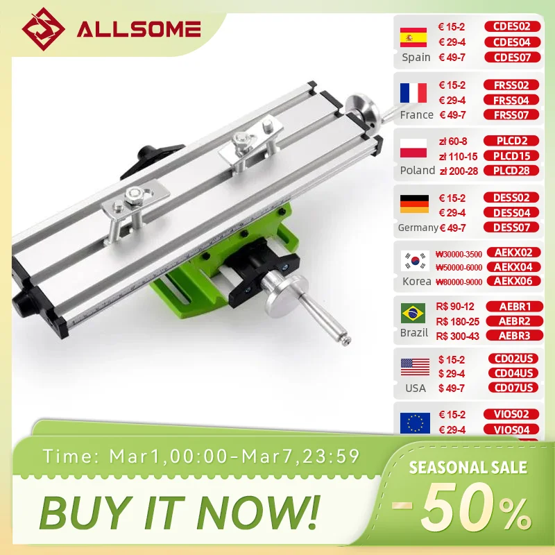 

ALLSOME BG-6300 Compound table Working Cross slide Table Worktable for Milling Drilling Bench Multifunction Adjustable X-Y