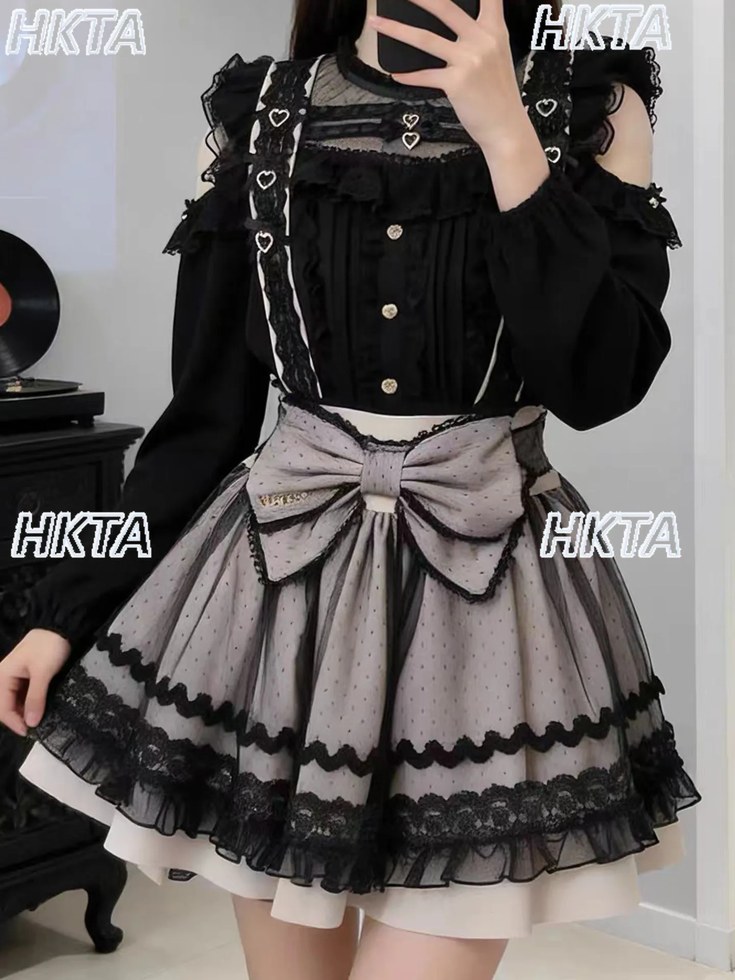 Japanese Liz Skirts Women Girls Sweet Big Bow Lolita Mesh Patchwork Suspender Skirt New Spring Summer Fairy Strap Short Skirt