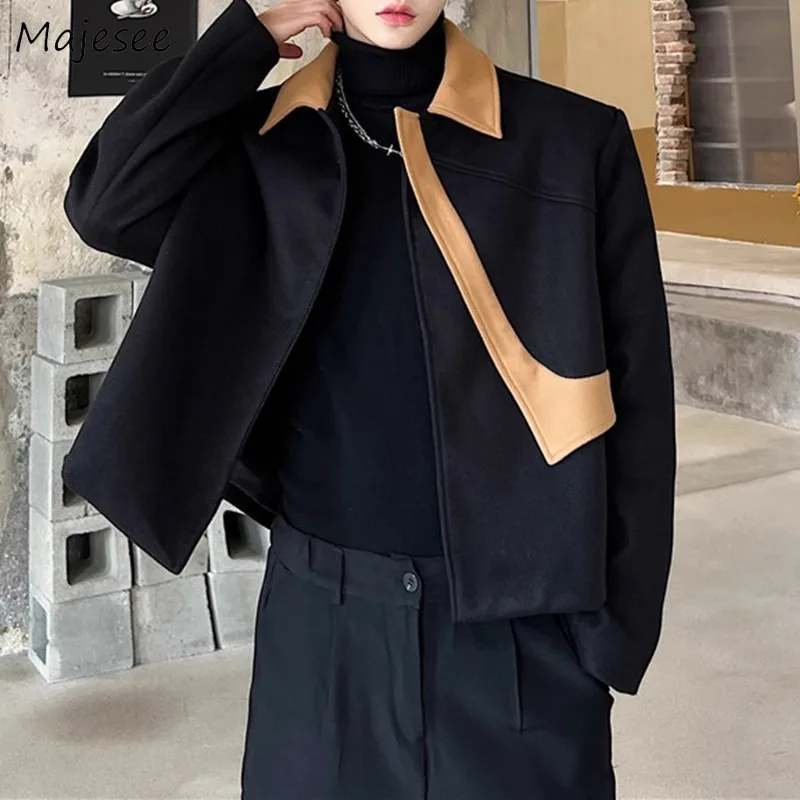 

Jackets Men Thicker Patchwork Korean Fashion High Street Coats All-match Outwear Streetwear Panelled Streetwear Handsome Ins