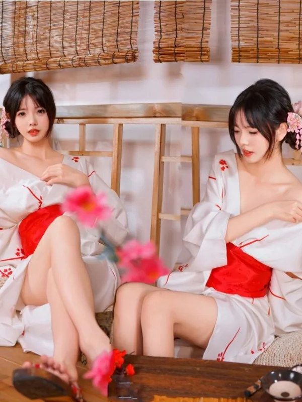 

Традиционный японский кимоно-халат для фотосессий в студии, современный обновленный традиционный костюм для девочек, полиэстер