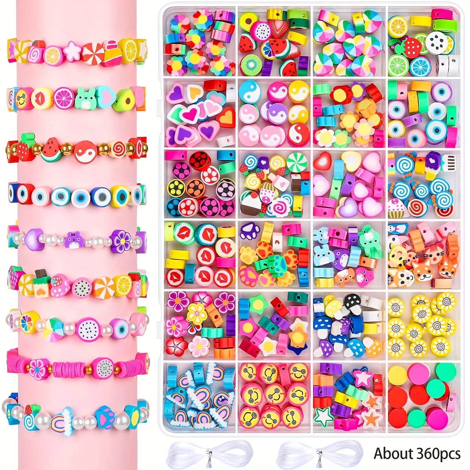 Zestaw do samodzielnego wykonania bransoletki z koralików z gliny Zestaw do robienia bransoletek z gumek Kreatywny zestaw biżuterii Idealny prezent dla małych rzemieślników Żywy DIY