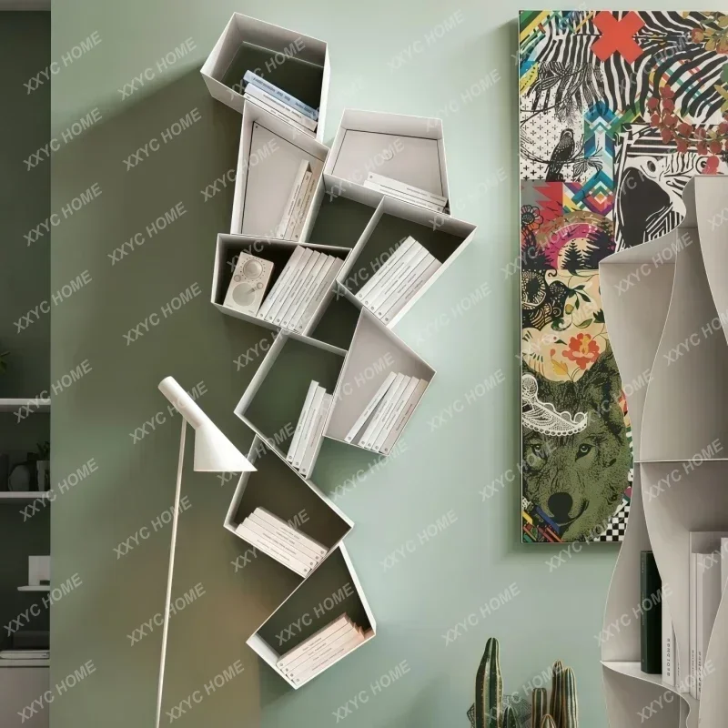 XCreative Wall-mounted Paint Bookshelf Household Special-shaped Small Bookcase Living Room Shelf Art Background Decorative