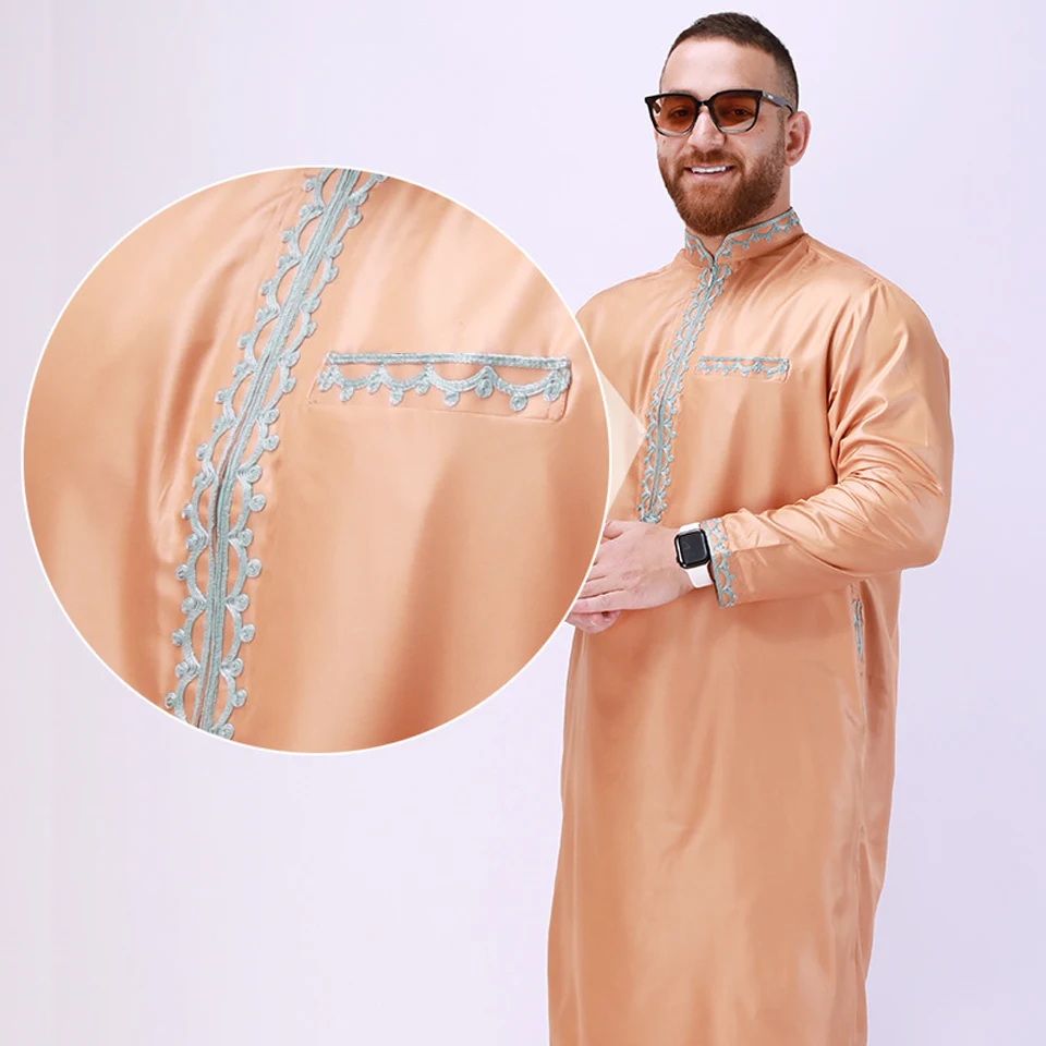 Traditional Islamic Clothing Eid Jubba Thobe Arab Muslim Sets Robes Men Dresses Fashion National Retro Style Suit Caftan Ramadan