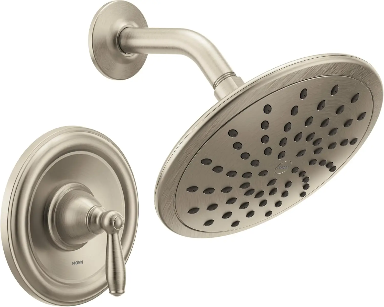 Brushed Nickel Shower Trim Kit with 8-Inch Eco-Performance Rainshower and Traditional Handle, Valve Required